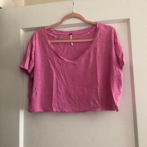 Free People Pink Crop Top T Shirt